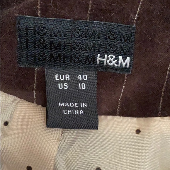 H&M Lined Brown Pinstriped Velvet H&M Blazer - Picture 4 of 7